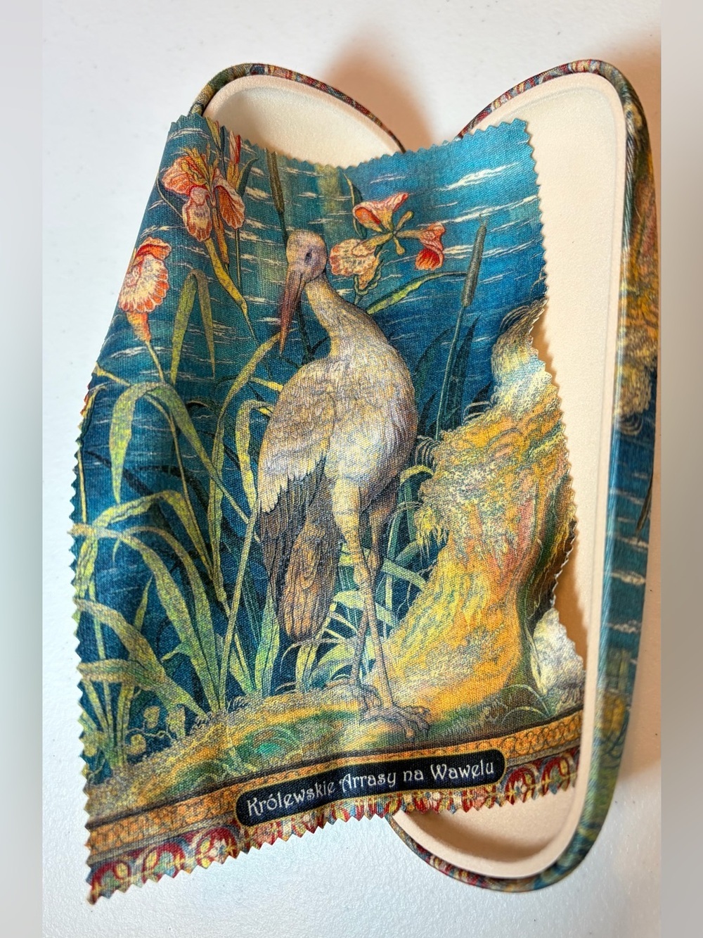 Blue Botanical Crane Glasses Case. - Picture 3 of 5